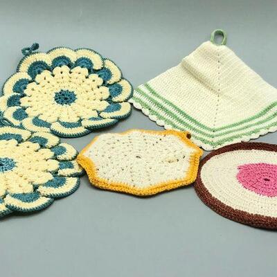 Set of 5 Crochet Pot Holders Trivets