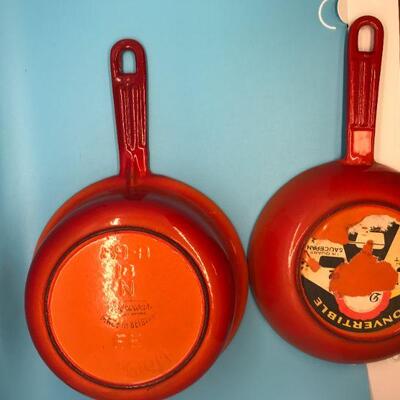 vintage orange Descoware pot skillet combo, new with label