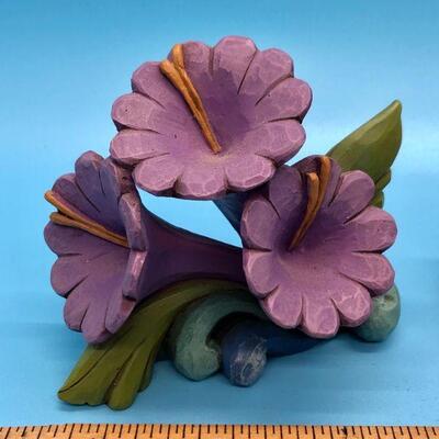 Jim Shor flower figurine set, pink & purple