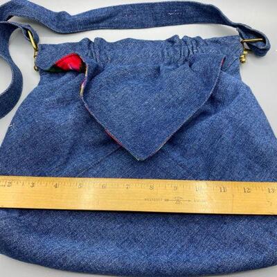 Blue Denim Colorful Southwestern Print Shoulder Hobo Bag