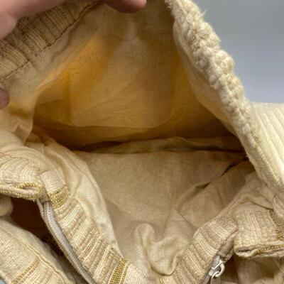 Vintage White Linen Shoulder Bag Purse
