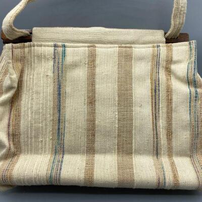 Striped Textured Linen Handbag
