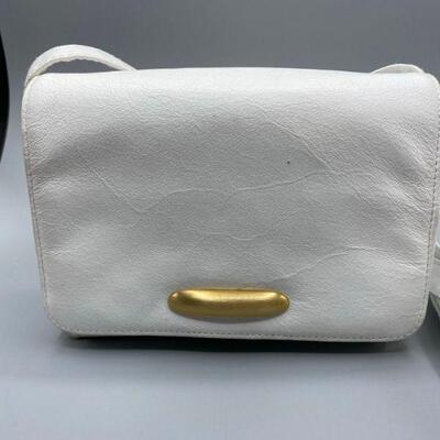 Vintage Small White Leather Sereta Crossbody Purse YD#017-1120-00041