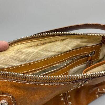 Michael Kors Studded Soft Brown Leather Small Hobo Bag