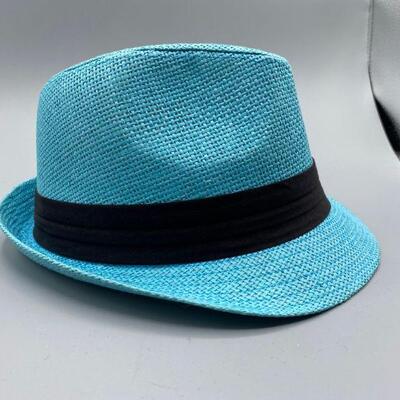 The Hatter Company Turquoise Blue and Black Fedora 
