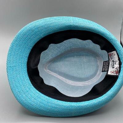 The Hatter Company Turquoise Blue and Black Fedora 