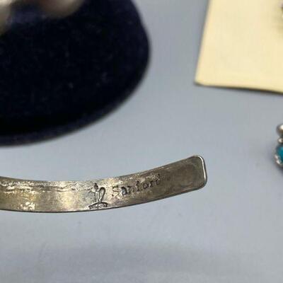 Vintage Southwestern Jewelry Set Pin, Earrings, Cuff Bracelet YD#011-1120-00122