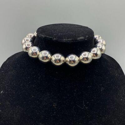 Large Silvertone Bead Choker Necklace YD#011-1120-00128