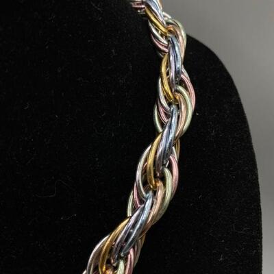 Pastel Twisted Metal Link Choker Style Necklace YD#011-1120-00129