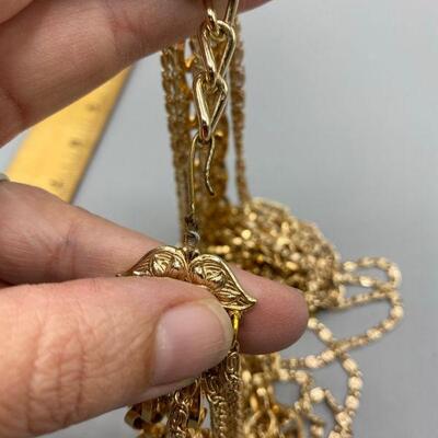 Vintage Gold Tone Multi Strand Necklace YD#011-1120-00131