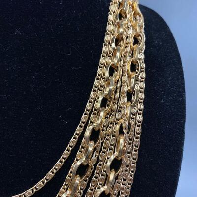 Vintage Gold Tone Multi Strand Necklace YD#011-1120-00131