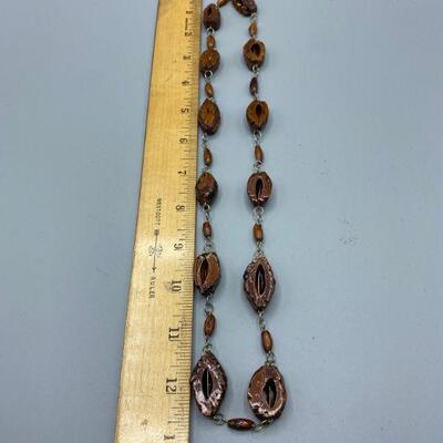 Laquered Wood Knot Beaded Necklace YD#011-1120-00134