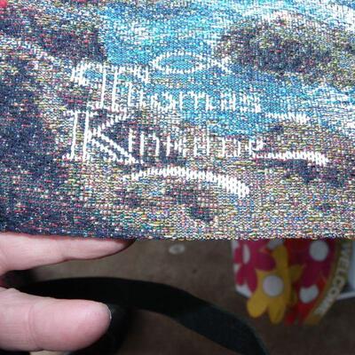 " Thomas Kinkade Knitted Scene Flag," I ma the light of the World".