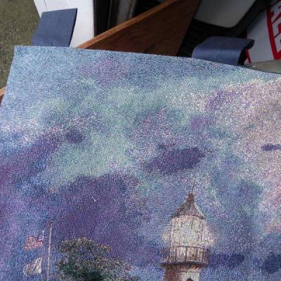 " Thomas Kinkade Knitted Scene Flag," I ma the light of the World".