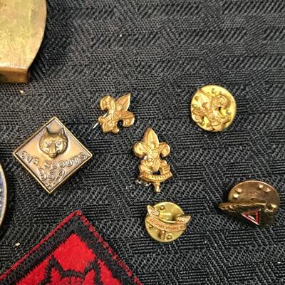 Lot of Cub Scous Accoutrements; pins, belt buckles, patches