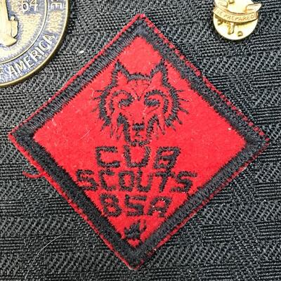 Lot of Cub Scous Accoutrements; pins, belt buckles, patches