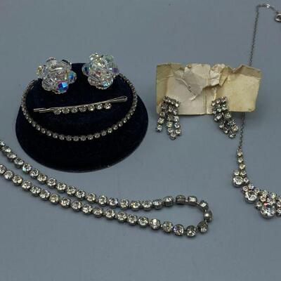 Vintage Clear Rhinestone and Bead Jewelry Lot YD#011-1120-00151