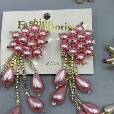 Large Colored Faux Pearl Beaded Earrings YD#011-1120-00