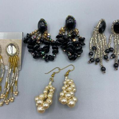 Black and Clear Bead Earring Lot YD#011-1120-00161