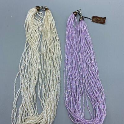 2 Multistrand Seed Bead Necklaces Original Tag YD#011-1120-00169