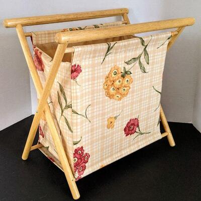 Lot # 12 -Vintage folding Knitting Sewing Needlework Basket Tote Caddy 