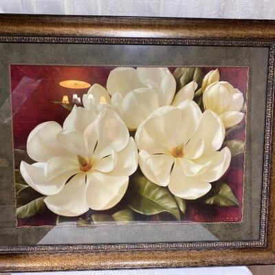 Lot # 27 -Large Magnolia Professionally Framed and Matted Print 
