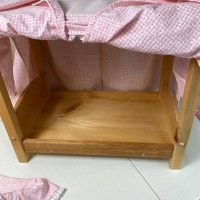 Lot # 35 Baby Doll Bed with Canopy Solid Wood Mattress Barbie Porcelain Doll