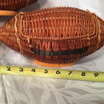 LR#182 - 3 football wicker baskets and misc.