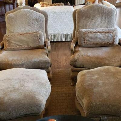2 Henredon Chairs with Ottomans