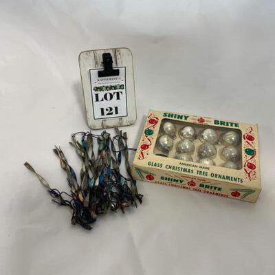 (121) Vintage | Metal Icicles & Mini Shiny Brite Ornaments