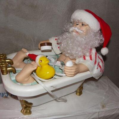 Christmas Santa taking a Bath w/ lights.