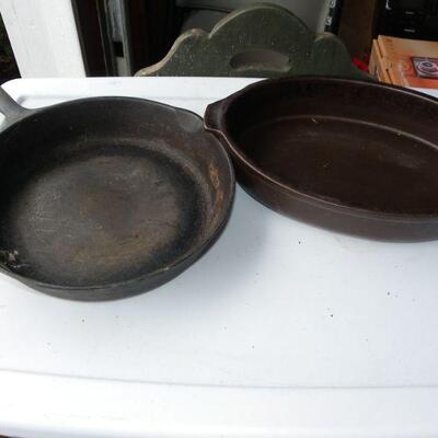 2- Cast Iron Skillet and pan.