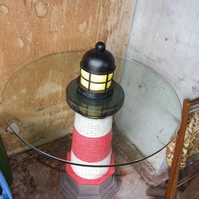 Cutest Light House Table. 32 in. wide.