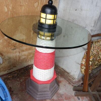 Cutest Light House Table. 32 in. wide.