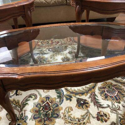 L6: Set of Three Glasstop End/Coffee Tables