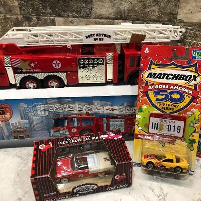 L47: Texaco Die-Cast Metal Firetruck, Mobil Truck and More
