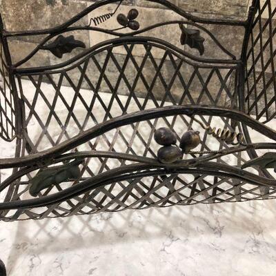 L52: Metal Magazine Rack and Stone Plaque