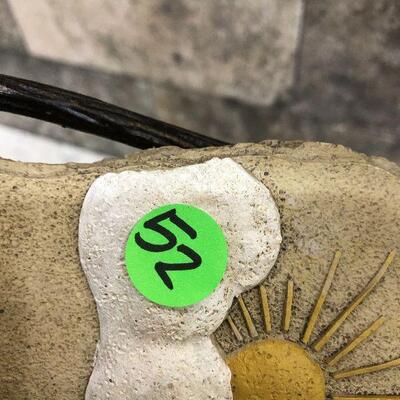 L52: Metal Magazine Rack and Stone Plaque