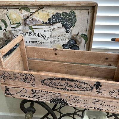 L76: Floral Print Wall Art and Basket