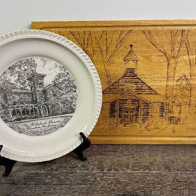 L97: Summit Meeting Plate and Wood burned tray