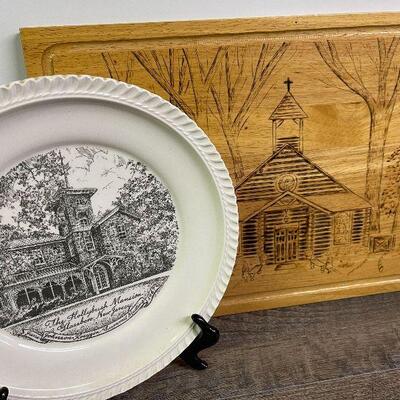 L97: Summit Meeting Plate and Wood burned tray