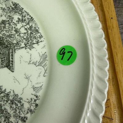L97: Summit Meeting Plate and Wood burned tray