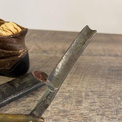 L126: Vintage Leather Baby Shoes and Vintage Straight Blade