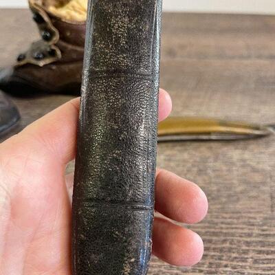 L126: Vintage Leather Baby Shoes and Vintage Straight Blade