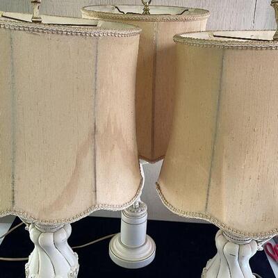 L158: Three Vintsge Metal Lamps