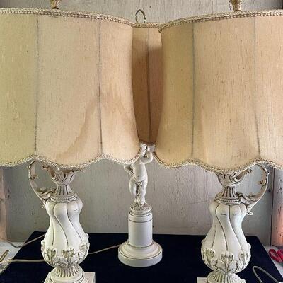 L158: Three Vintsge Metal Lamps