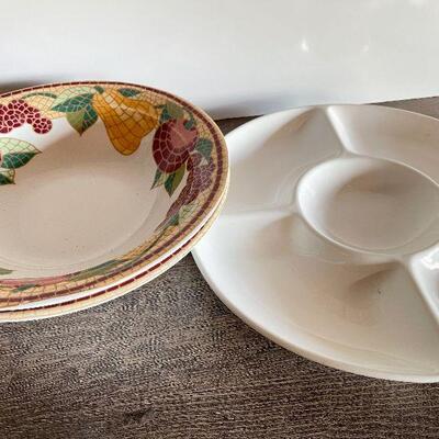 L167: Pair of Serving Bowls and Divided Platter