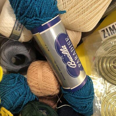 #105 Large Box of Yarn and Crafting Items 