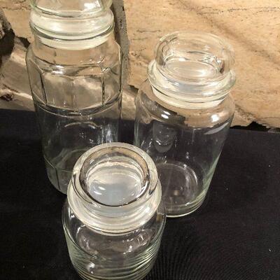 #195  (3) Candy Apothecary Jars 