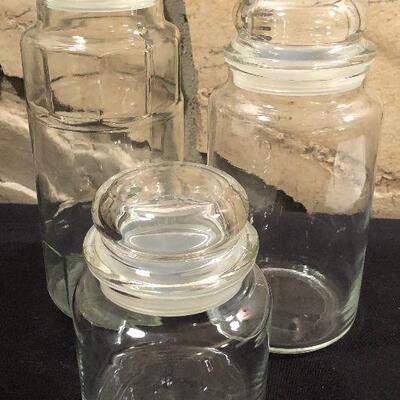 #195  (3) Candy Apothecary Jars 
